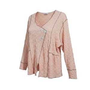 Vintage Noblu Crinkle Asymmetrical Womens sz Medium Casual Oversized Slouchy Top